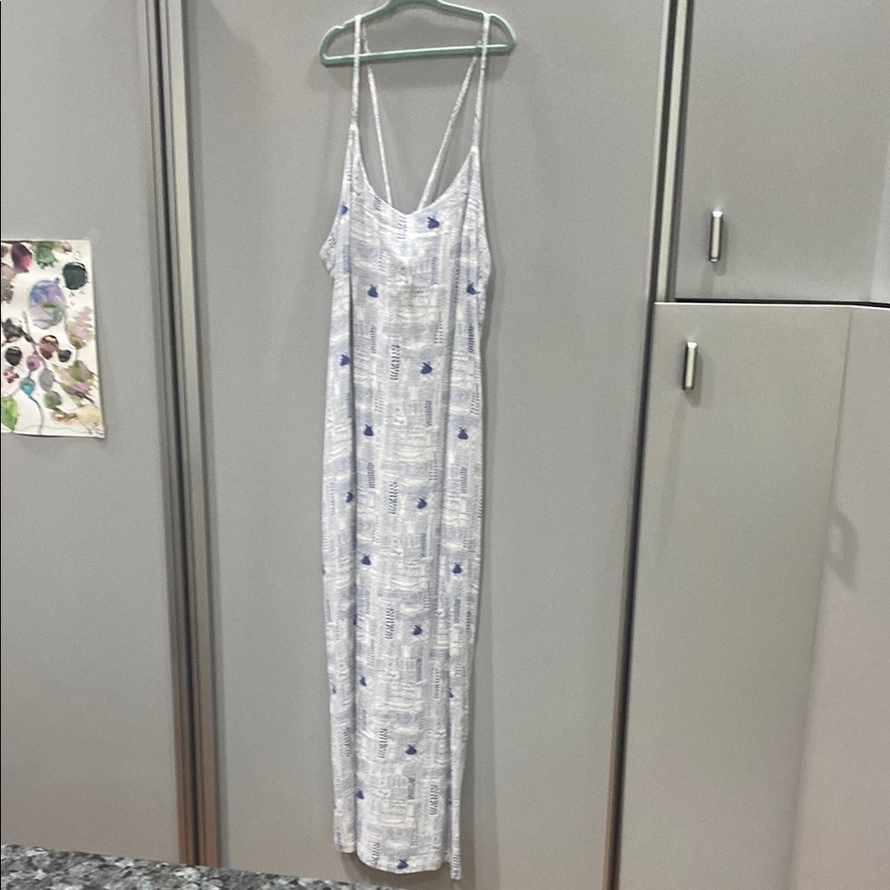 Splendid White and Light Blue Sleeveless Slip Maxi Dress